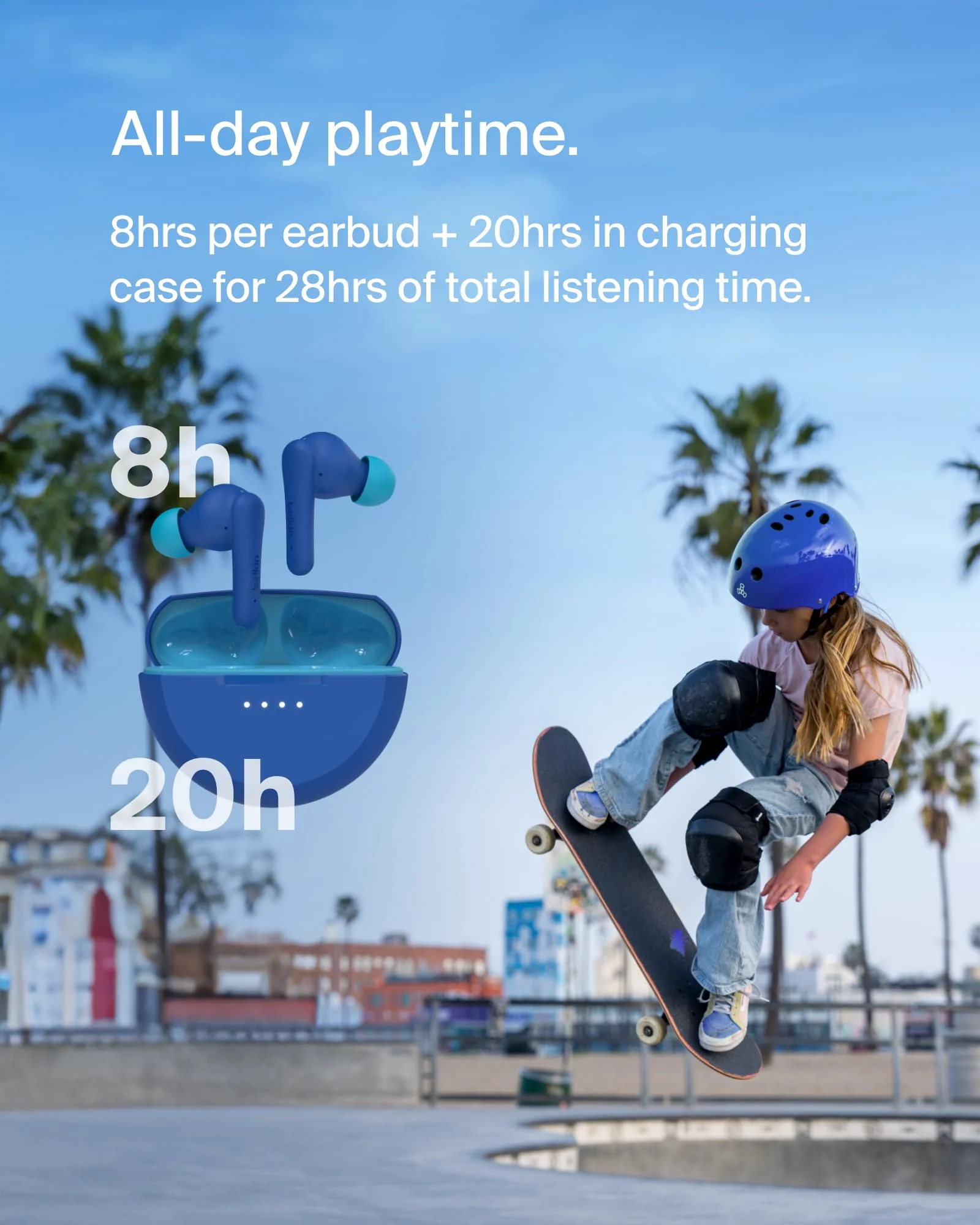 Headphones with Built-in Microphone，Blue